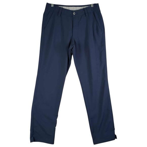Under Armour UA Golf Pants Mens Size 32x32 Navy Blue Chino Flat Front Loose Fit - Picture 2 of 9
